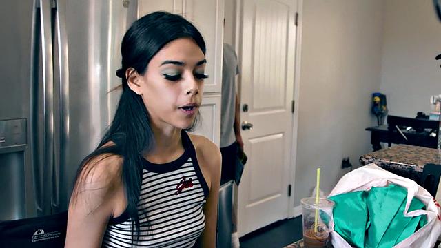 Petite lesbian model licked by gf during photoshoot