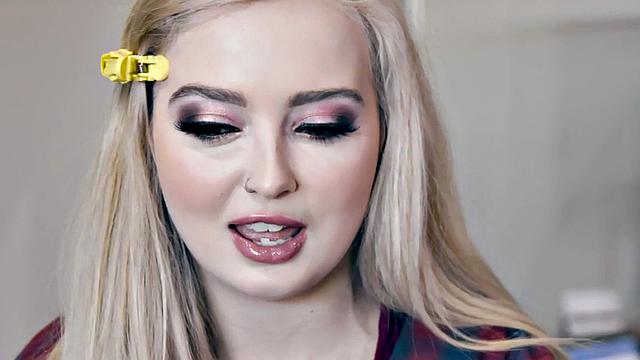 Petite lesbian model licked by gf during photoshoot