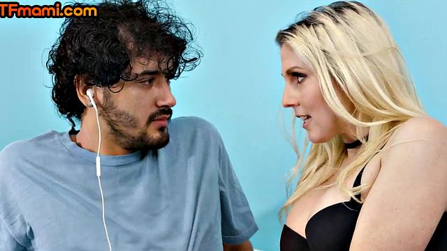 Black lingerie stepmom gets fucked in cunt by stepson