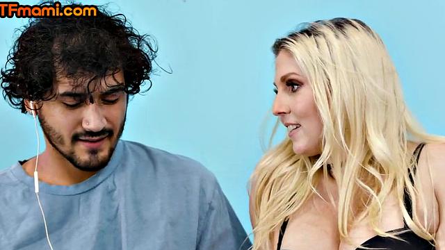 Black lingerie stepmom gets fucked in cunt by stepson