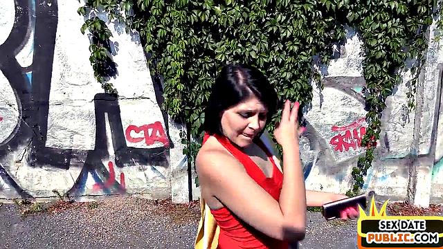 German public outdoor lady squirts on sex date fuck