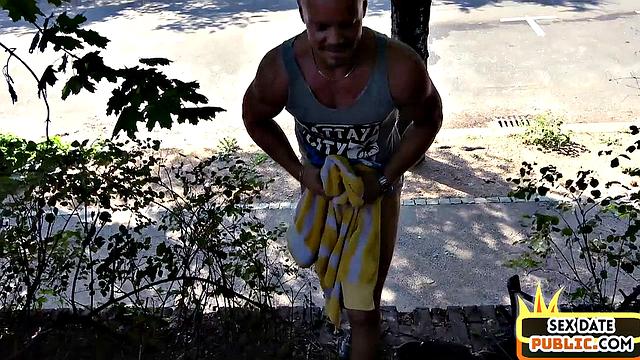 German public outdoor lady squirts on sex date fuck