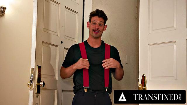 TRANSFIXED - Fireman Helps With Fire Alarm By Ejaculating In Hot Trans Mouth