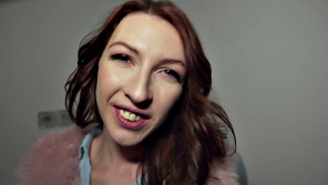 Cockriding public slut in POV fucked by big white dick