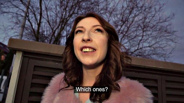 Cockriding public slut in POV fucked by big white dick