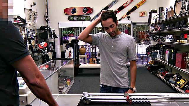 Pawnshop owner fucks pawn in office POV after blowjob