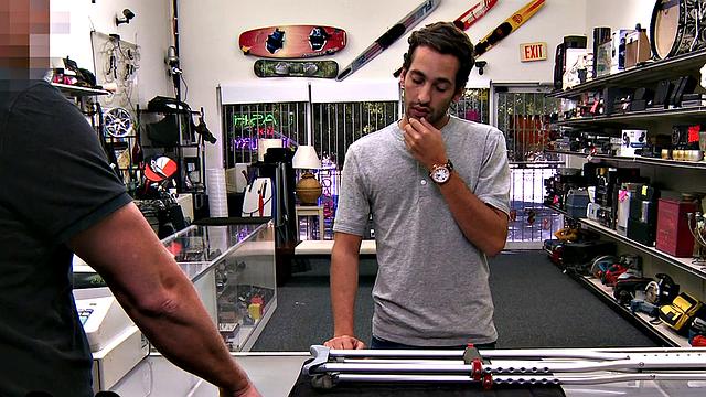 Pawnshop owner fucks pawn in office POV after blowjob