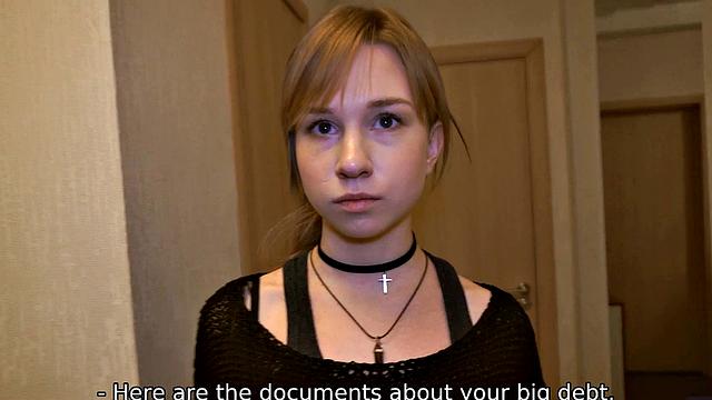 DEBT4k. Teen doesn't want sex with debt collector but it's the only way out