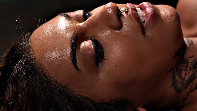 Submissive ebony toyed and fingered in BDSM session