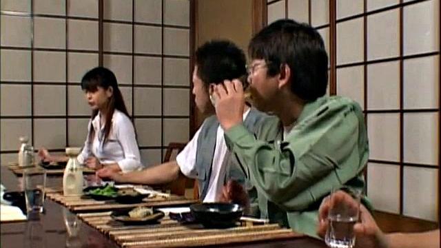 Japanese teen gets her hairy pussy drilled in a wild threesome