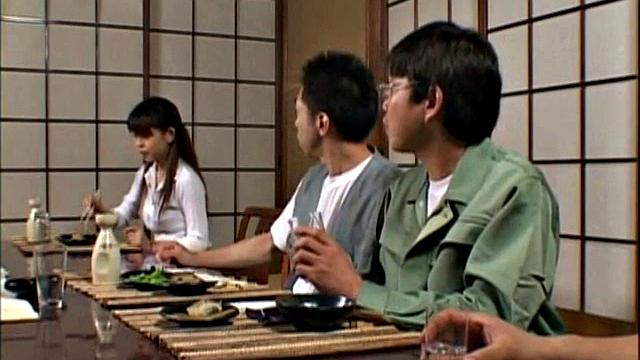 Japanese teen gets her hairy pussy drilled in a wild threesome