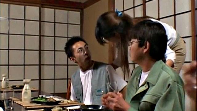 Japanese teen gets her hairy pussy drilled in a wild threesome