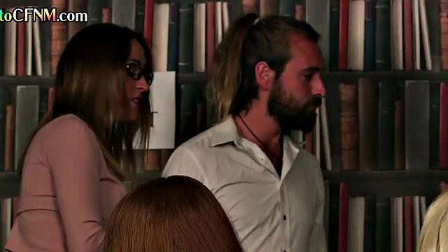 CFNM library babes sucking cock and teasing