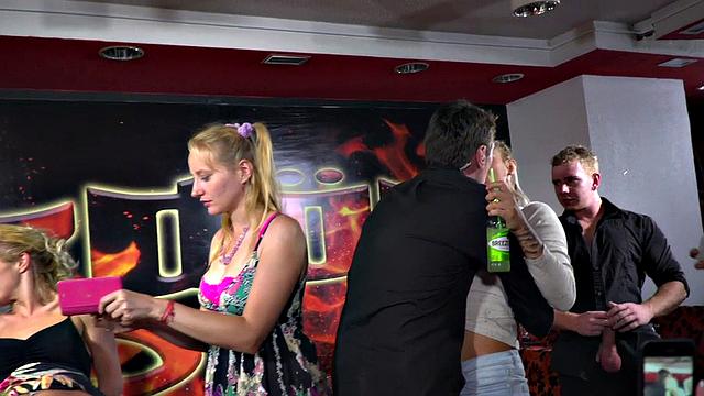 Public submissive sluts lick in front of voyeurs