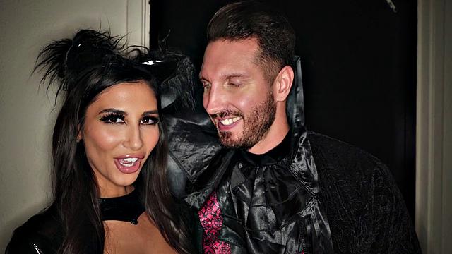 Watch this wild bodysuit-clad brunette scream as she gets fucked hard by a huge cock in high heels and boots