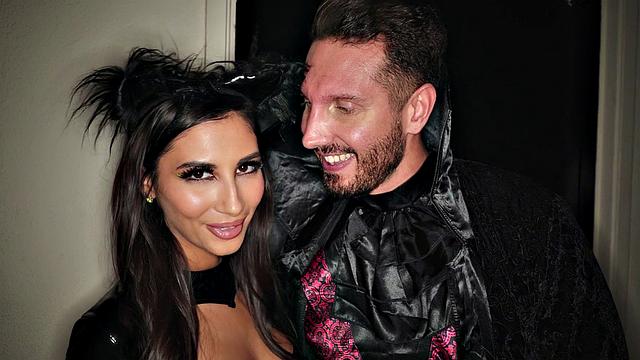 Watch this wild bodysuit-clad brunette scream as she gets fucked hard by a huge cock in high heels and boots