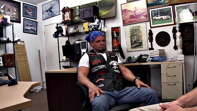 Muscular tattooed customer gets his hairy ass drilled by dirty, hairy-assed employee