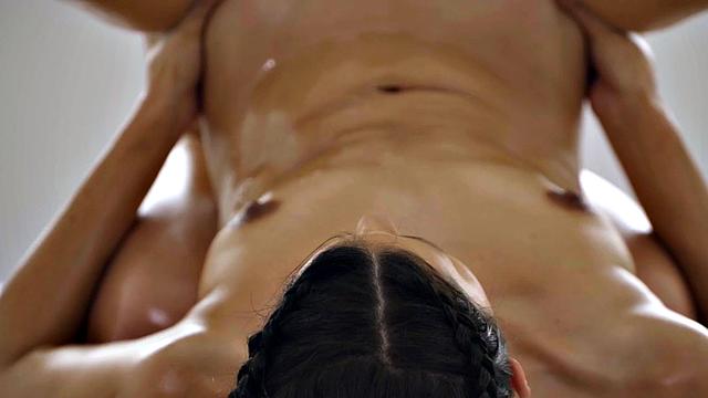 WAM dyke licks and fingers GFs oiled pussy after massage