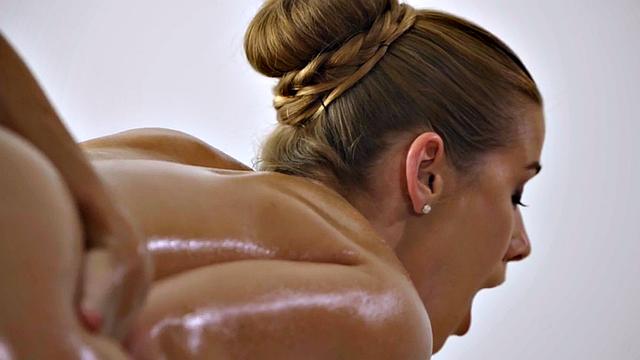 WAM dyke licks and fingers GFs oiled pussy after massage