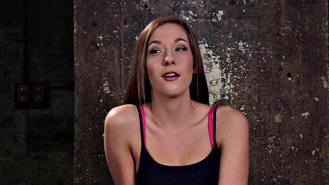 Kinky brown-haired sub gets bound & whipped before getting a facial from her dominant lover