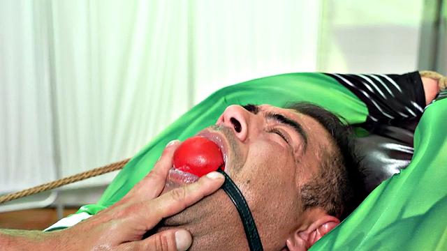 BDSM ballgagged crossdresser hunk banged in hospital