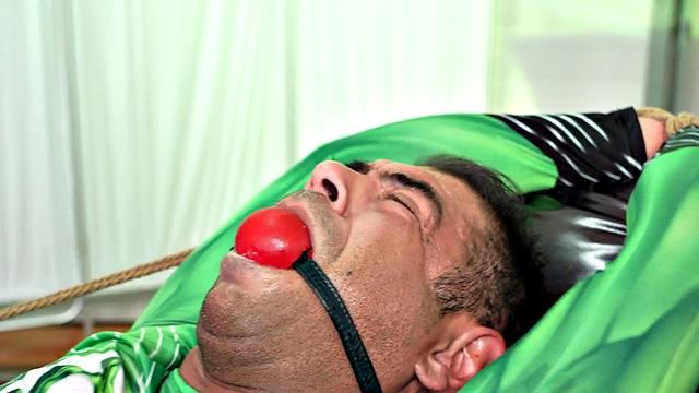 BDSM ballgagged crossdresser hunk banged in hospital