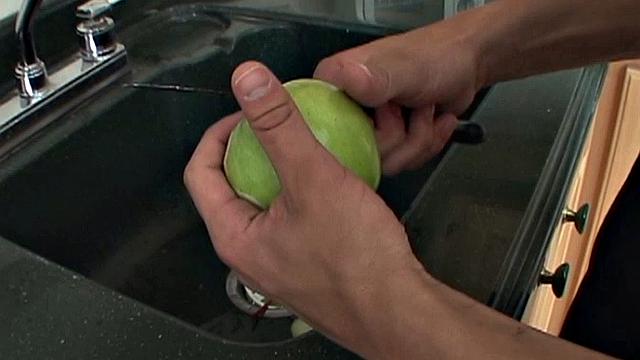 Jesid and Miguel are in the kitchen, realizing it's a room they've never been in. They're soon naked, sucking each other's big uncut dick.