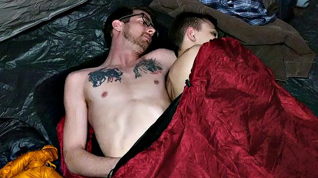 Kinky stepdaddy barebacks petite stepson in tent