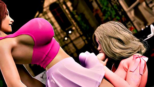 фута с большими дойками разыгралась с блондинкой на балконе как в мультике