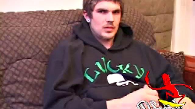 Lucky returns from the skateboard park and invites us to watch him stroke out. He takes off his pants and works on his dick, as he lubes up his asshole with a finger.