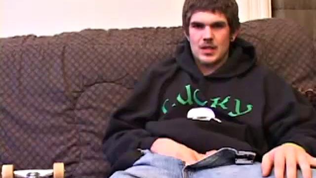 Lucky returns from the skateboard park and invites us to watch him stroke out. He takes off his pants and works on his dick, as he lubes up his asshole with a finger.