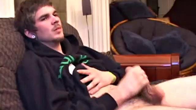 Lucky returns from the skateboard park and invites us to watch him stroke out. He takes off his pants and works on his dick, as he lubes up his asshole with a finger.