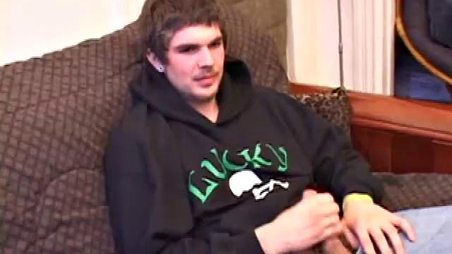 Lucky returns from the skateboard park and invites us to watch him stroke out. He takes off his pants and works on his dick, as he lubes up his asshole with a finger.