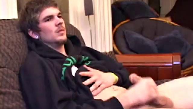 Lucky returns from the skateboard park and invites us to watch him stroke out. He takes off his pants and works on his dick, as he lubes up his asshole with a finger.