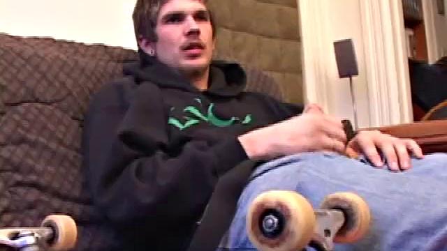 Lucky returns from the skateboard park and invites us to watch him stroke out. He takes off his pants and works on his dick, as he lubes up his asshole with a finger.