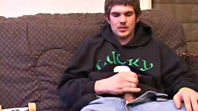 Lucky returns from the skateboard park and invites us to watch him stroke out. He takes off his pants and works on his dick, as he lubes up his asshole with a finger.
