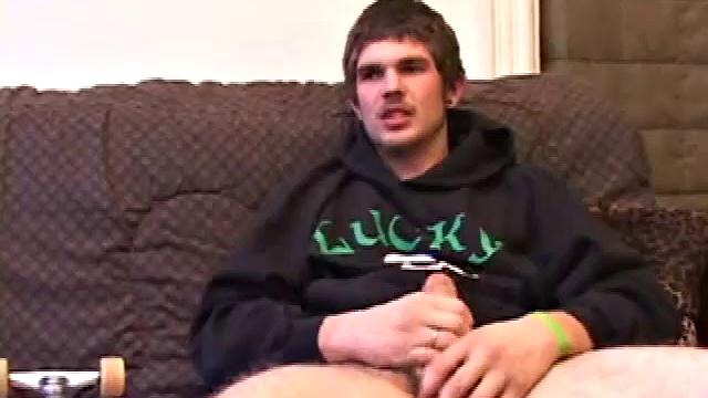 Lucky returns from the skateboard park and invites us to watch him stroke out. He takes off his pants and works on his dick, as he lubes up his asshole with a finger.