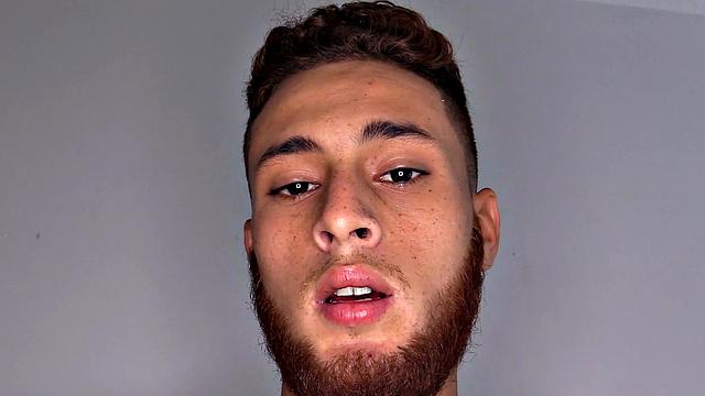 As the clothes hit the floor we discover this bearded red head is a skinny and smooth boy, who quickly gets hard. The young man jerks off his big cock. Then he continues his long stroke show.