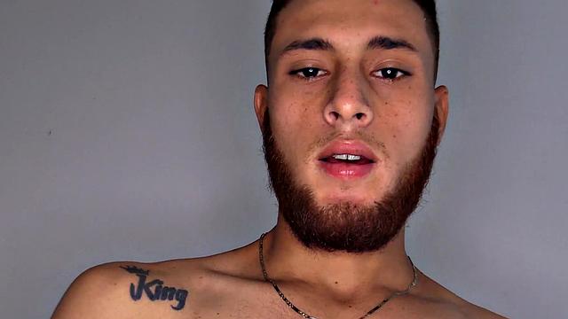 As the clothes hit the floor we discover this bearded red head is a skinny and smooth boy, who quickly gets hard. The young man jerks off his big cock. Then he continues his long stroke show.