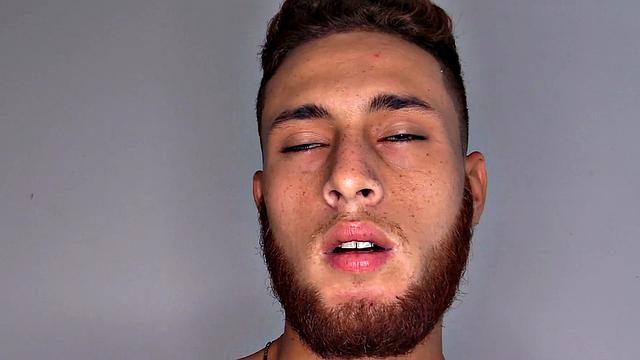 As the clothes hit the floor we discover this bearded red head is a skinny and smooth boy, who quickly gets hard. The young man jerks off his big cock. Then he continues his long stroke show.