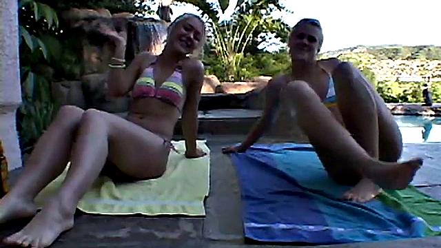 Masturbating lesbian teens get wet and slippery