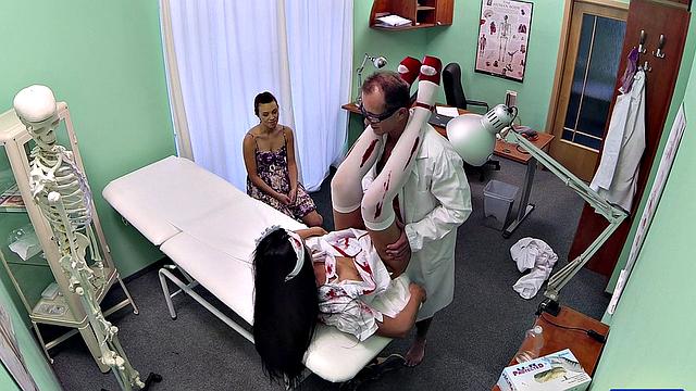 Doctor scares patient with Halloween nurse