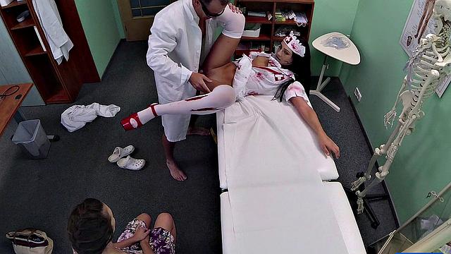 Doctor scares patient with Halloween nurse