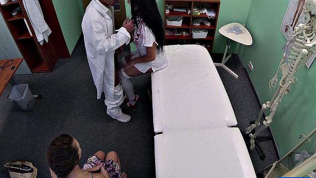 Doctor scares patient with Halloween nurse