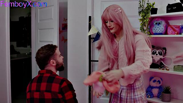 Lavender Roseboi Upskirt Giving Blowjob