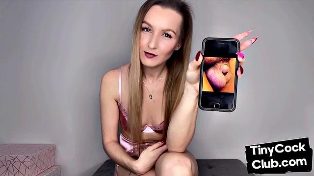 Femdom amateur shows small cocks from her phone