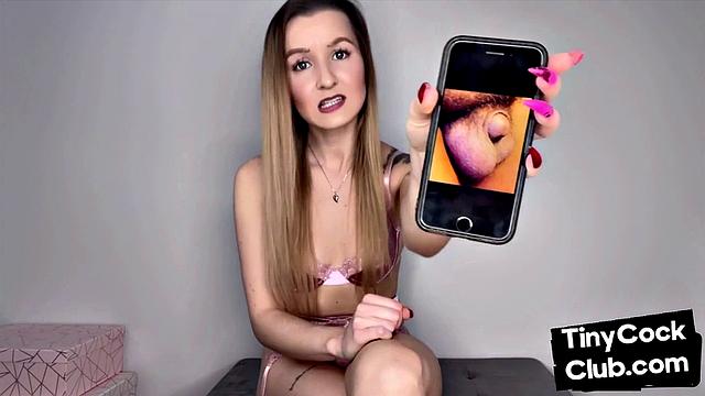 Femdom amateur shows small cocks from her phone