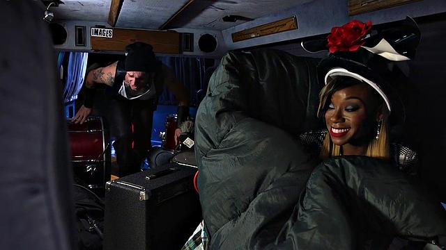 Ebony bitch gangbanged and fucked in asshole by big dicks