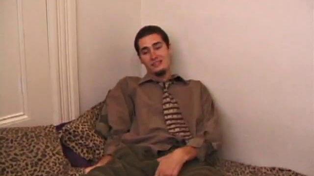 Lex is a straight boy, but he was really turned on watching another guy jerk off, so he jumped at the opportunity to do the same, on camera. Lex leans back, lets his mind wander and before long has a nice boner between his legs.