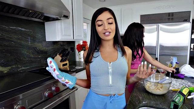 POV FFM threesome with deepthroating perky boobed teens